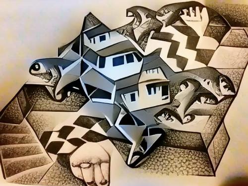 CLIP + VQGAN infinite loop inspired by M.C. Escher